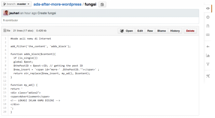 Embed Code Github ke WordPress