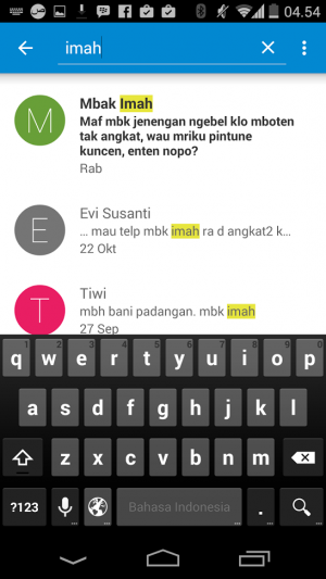 Hasil Pencarian di Messenger dari Google Android 5 Lolipop