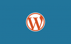 Logo WordPress Latar Biru Warna Orange