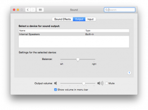 OS X Yosemite Sound System Preferences