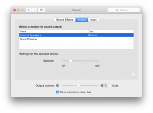 Sound Preferences Boom2Device nyantol di OS X Yosemite