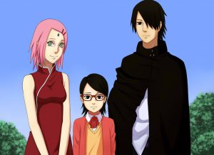 Keluarga Sarada ada Sakura dan Sasuke karya penggemar