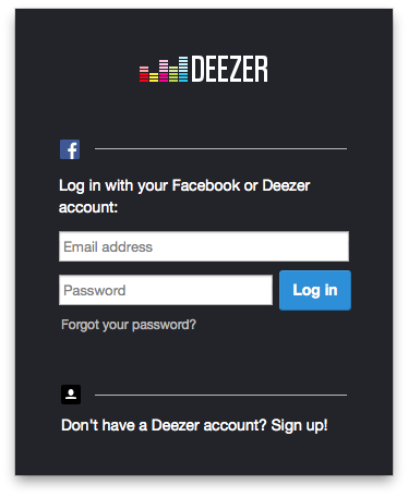 Login di Deezer for Mac dulu