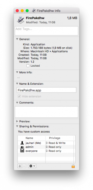 Dialog Details Aplikasi Mac OS X
