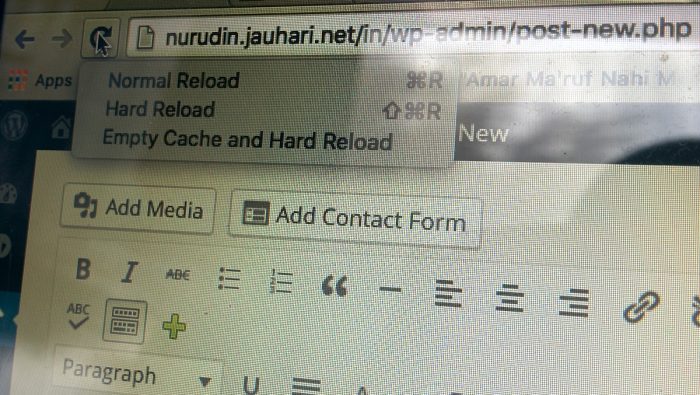 Google Chrome Reload Menu