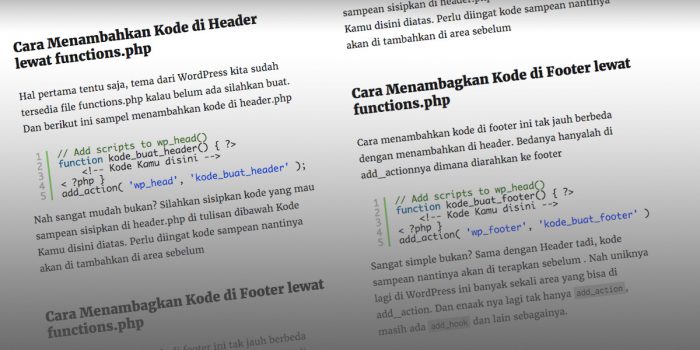 Nambah Kode lewat functions WordPress