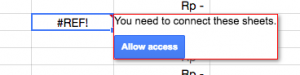 Error #REF! Google Sheets