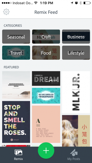 Halaman depan adobe spark post