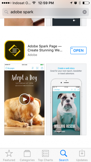 Keluarga adobe spark di appstore spark page