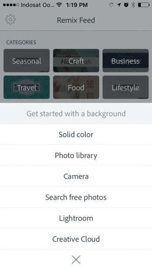 Memulai baru memilih background adobe spark post