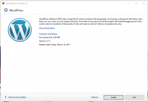 Tampilan microsoft web platform installer versi 5