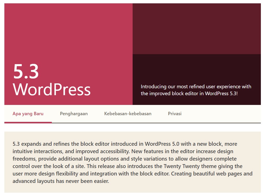 Sudah Update ke WordPress 5.3